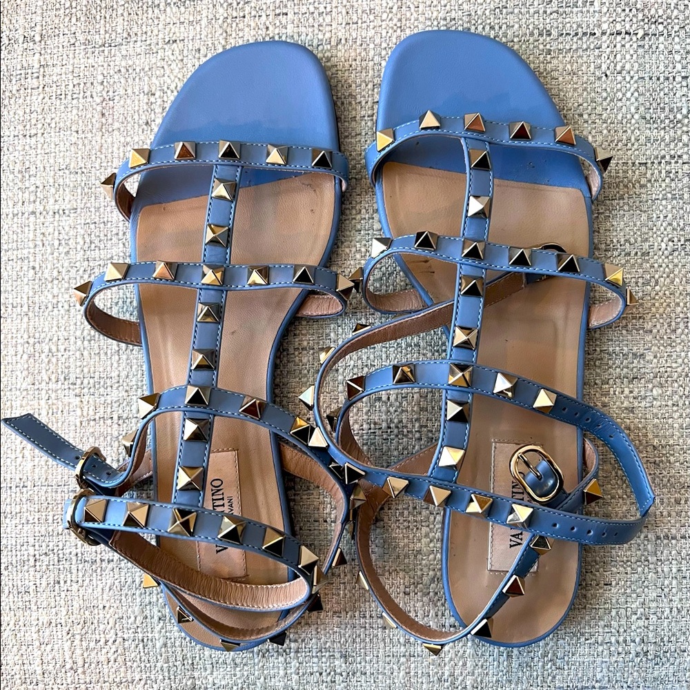 Valentino Rockstud Calfskin Sandals with Straps